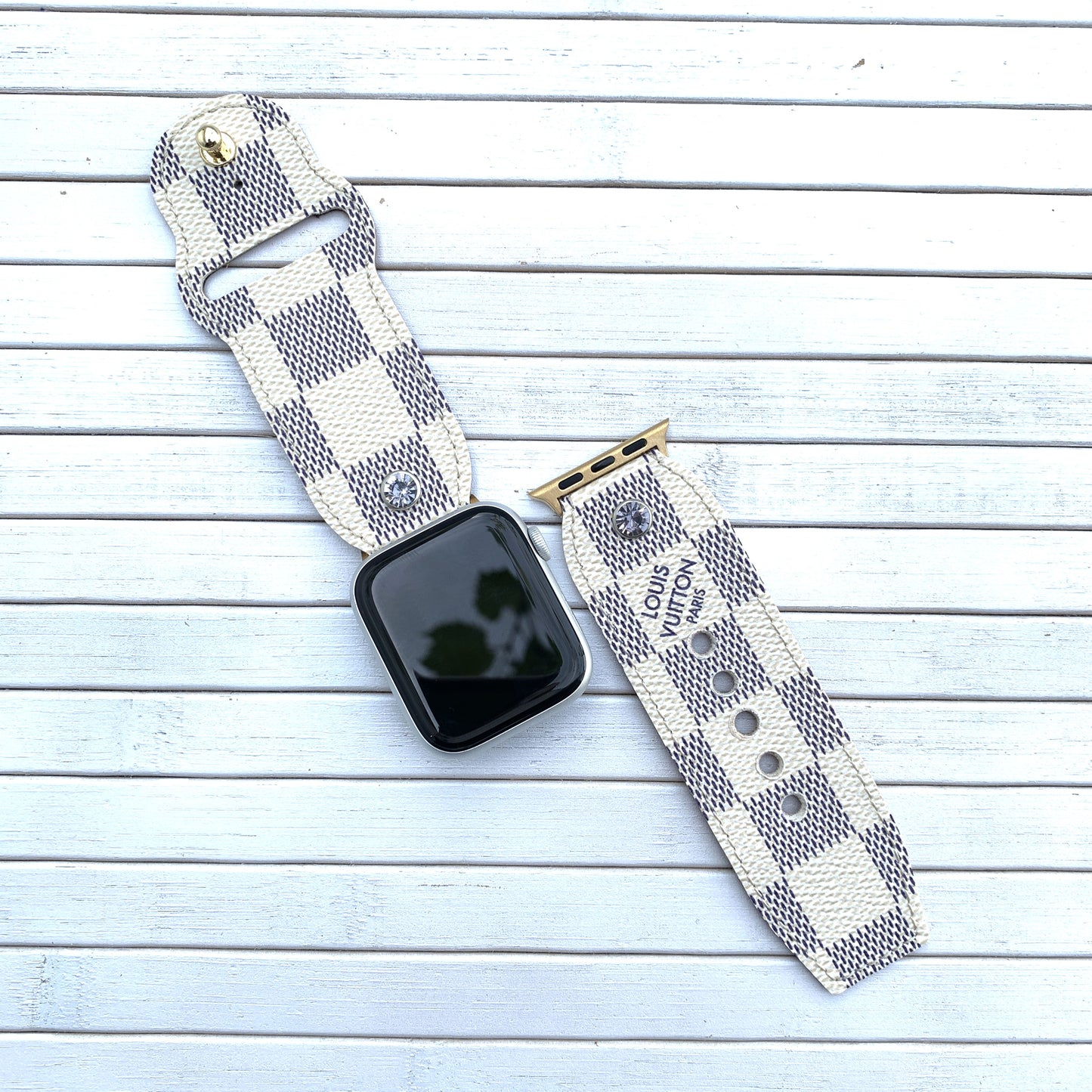 Authentic Damier Azur Apple Watch band