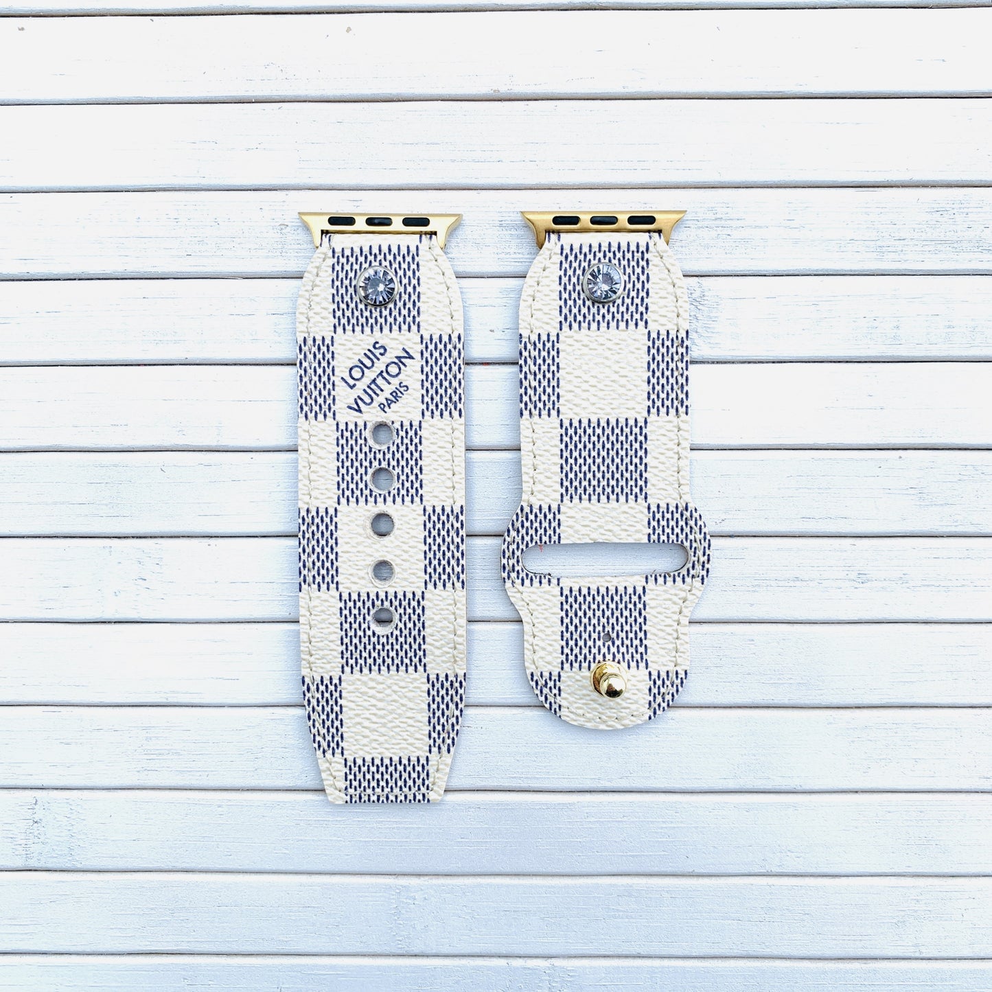 Authentic Damier Azur Apple Watch band