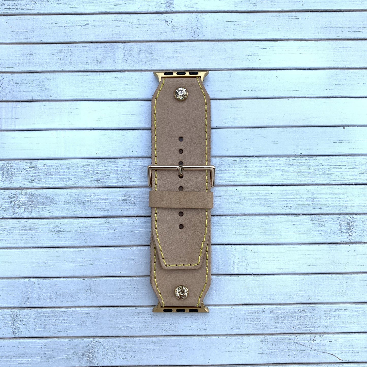 Vacettha Leather Honey Diamond Studded Apple Watch strap