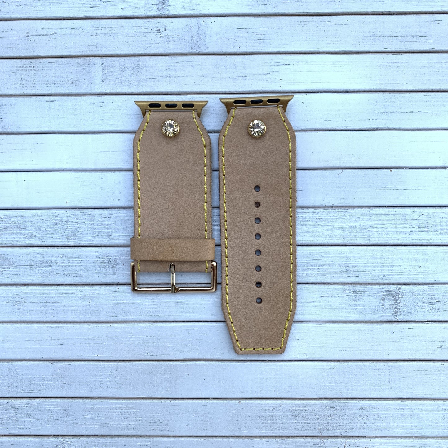 Vacettha Leather Honey Diamond Studded Apple Watch strap