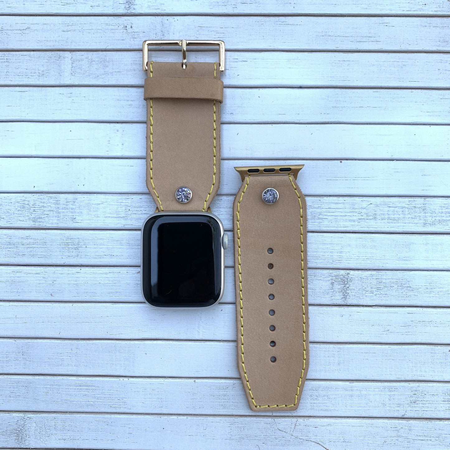 Vacettha Leather Ice Diamond Studded Apple Watch strap