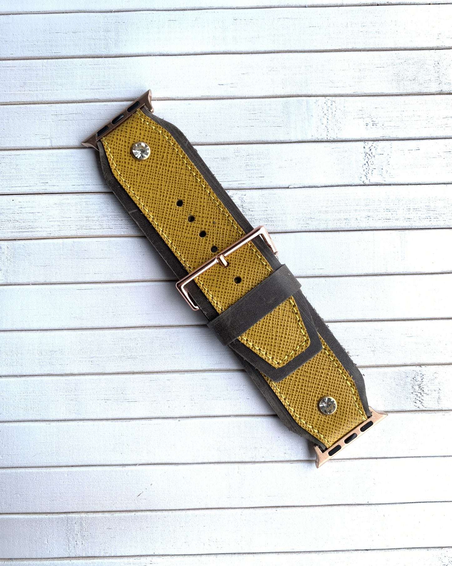 Authentic Leather watch strap in Lemon Yellow