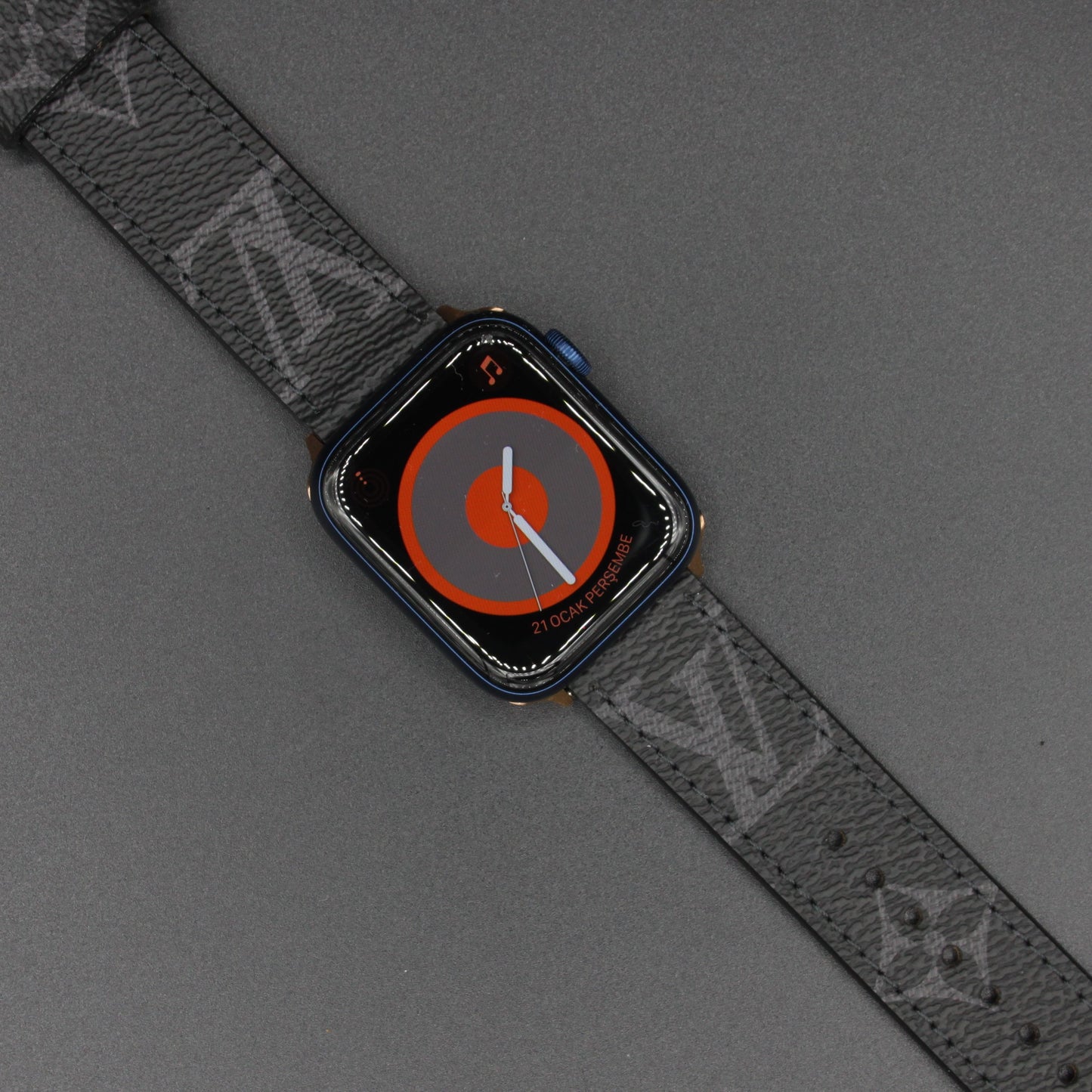 Authentic Apple Watch Strap ; Black Monogram