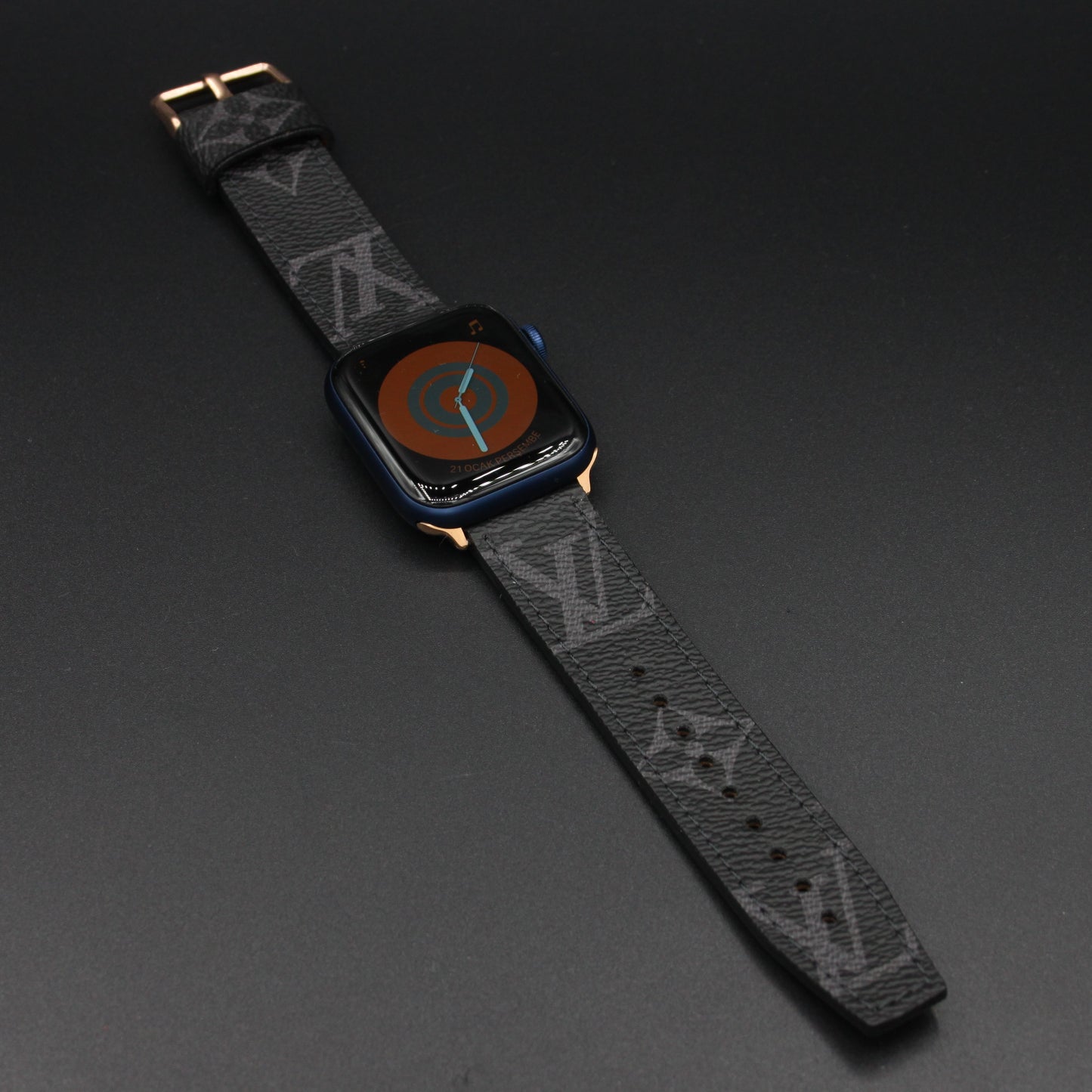 Authentic Apple Watch Strap ; Black Monogram