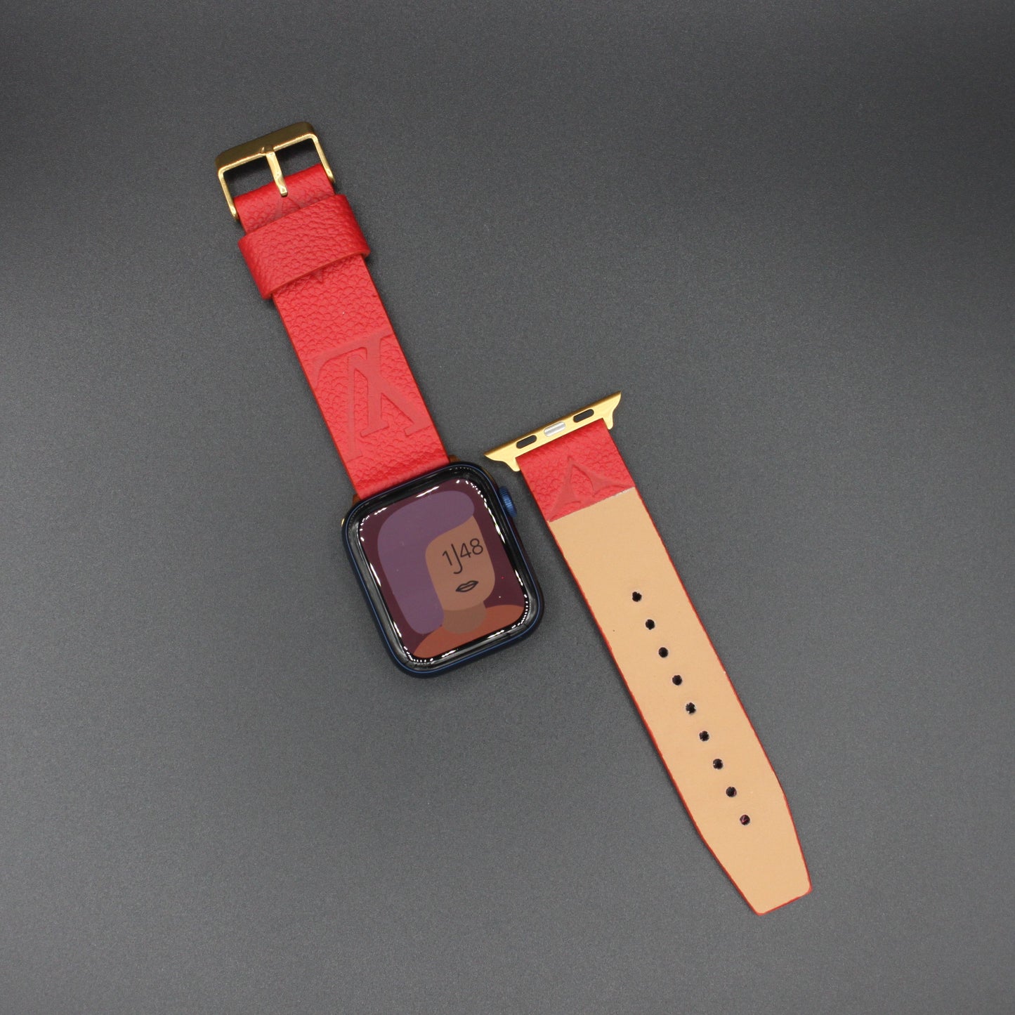 Authentic Apple Watch Strap ; Leather Red