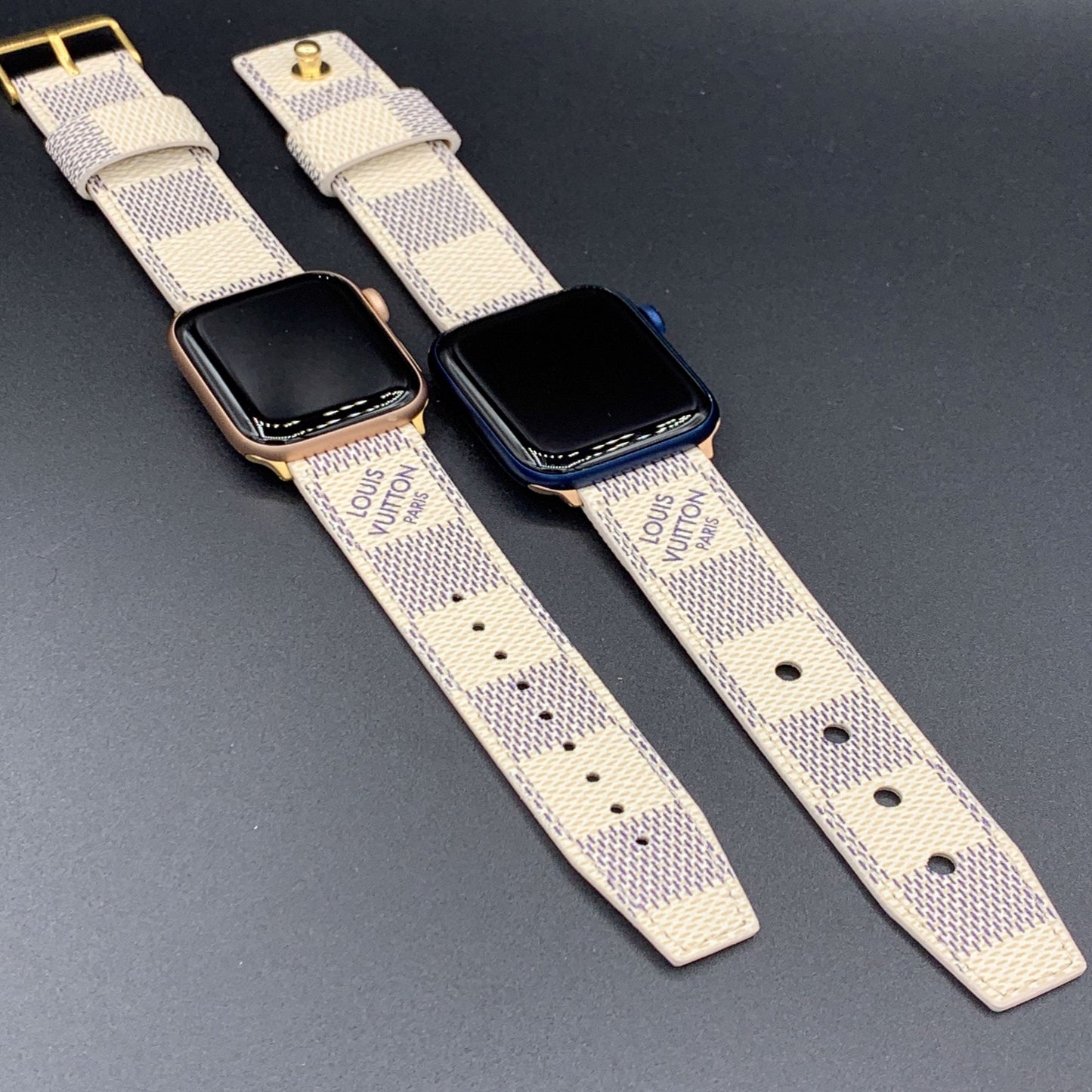 Authentic Apple Watch Strap ; Damier Azur Buckle