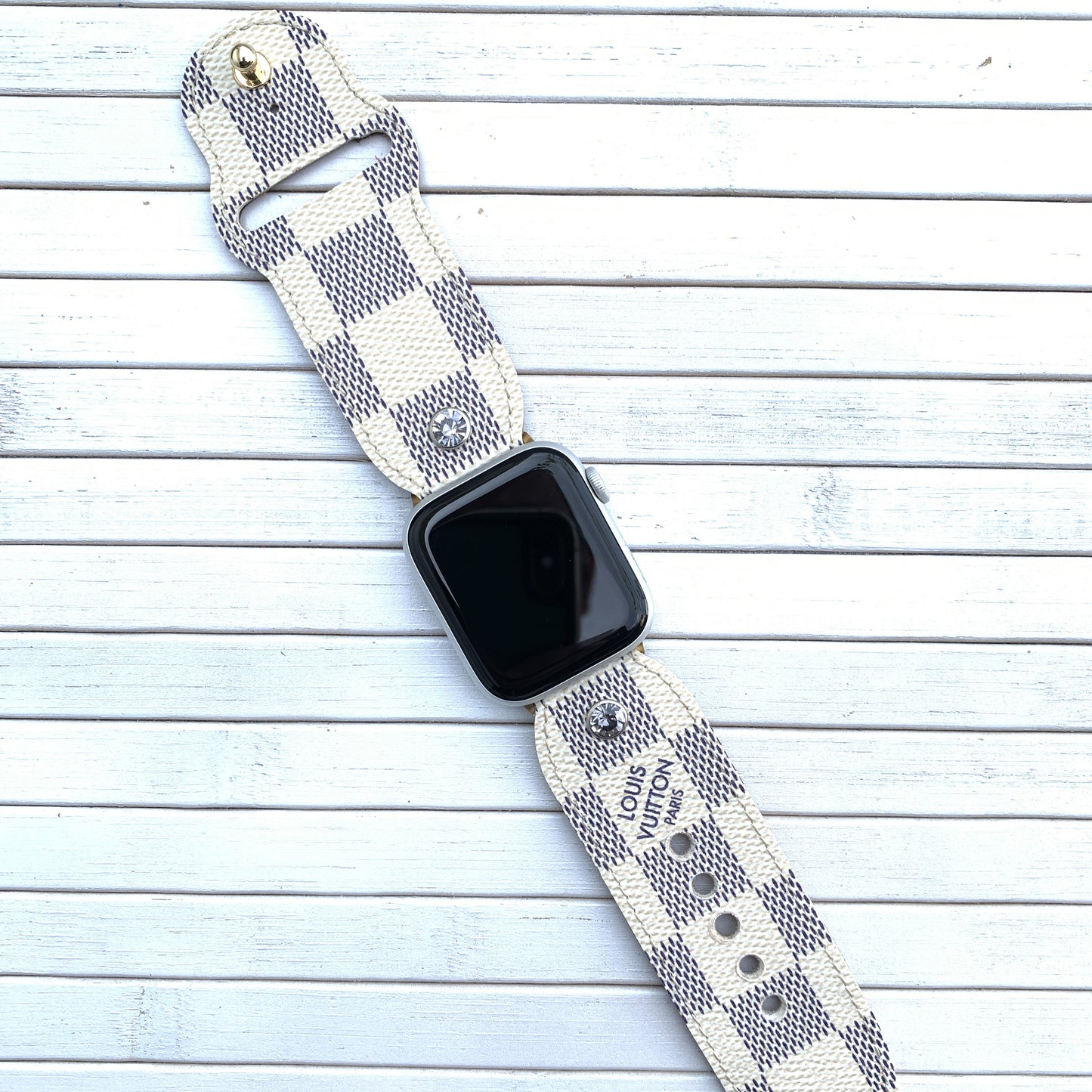 Authentic Damier Azur Apple Watch band