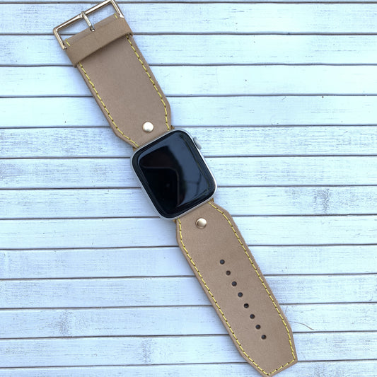 Vachetta Leather Stapled Apple Watch Strap