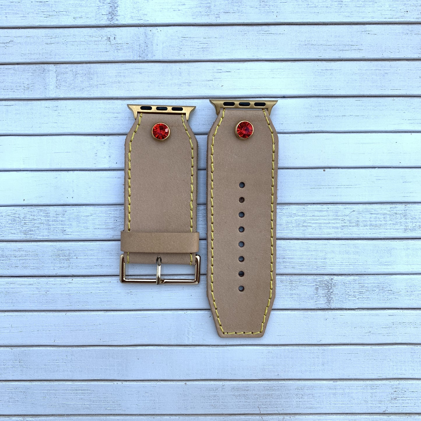 Vacettha Leather Red Diamond Studded Apple Watch strap