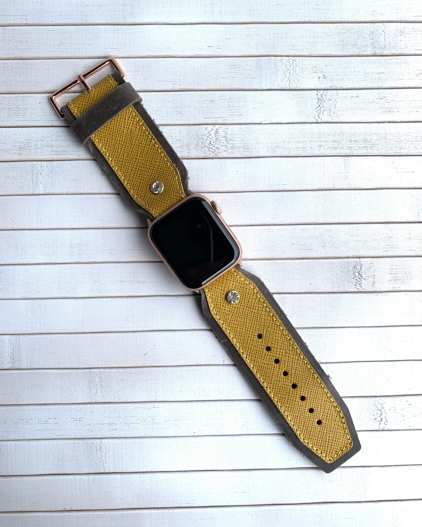 Authentic Leather watch strap in Lemon Yellow