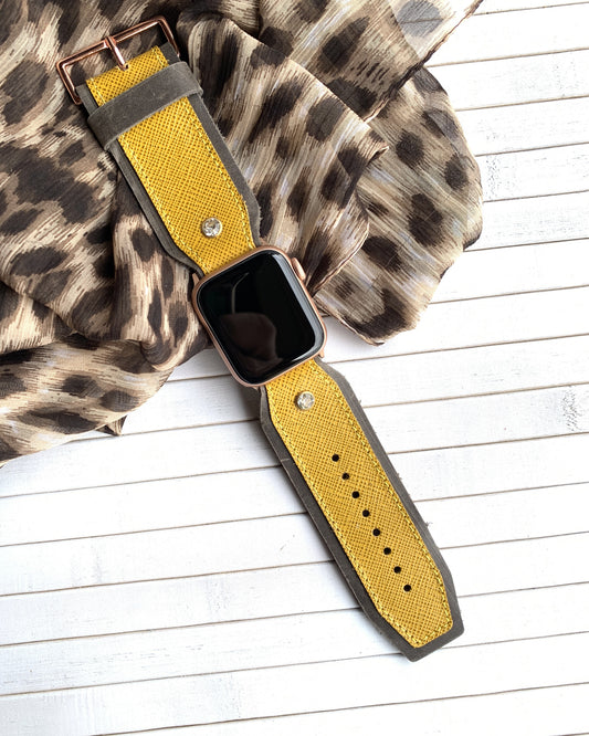 Authentic Leather watch strap in Lemon Yellow