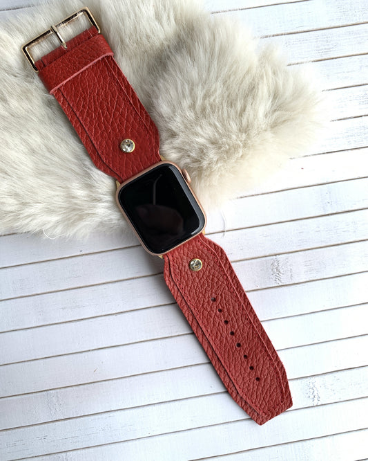Red Watch Strap with Diamond Stones