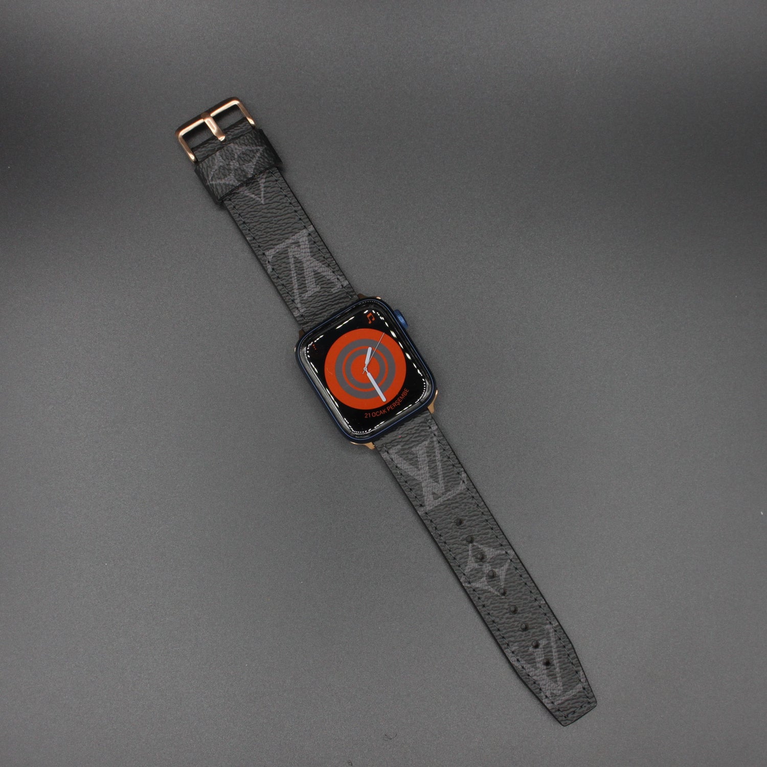 Authentic Apple Watch Strap ; Black Monogram