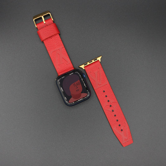 Authentic Apple Watch Strap ; Leather Red