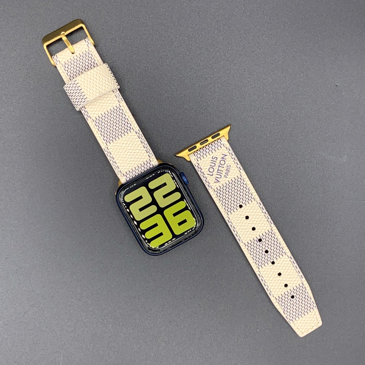 Authentic Apple Watch Strap ; Damier Azur Buckle