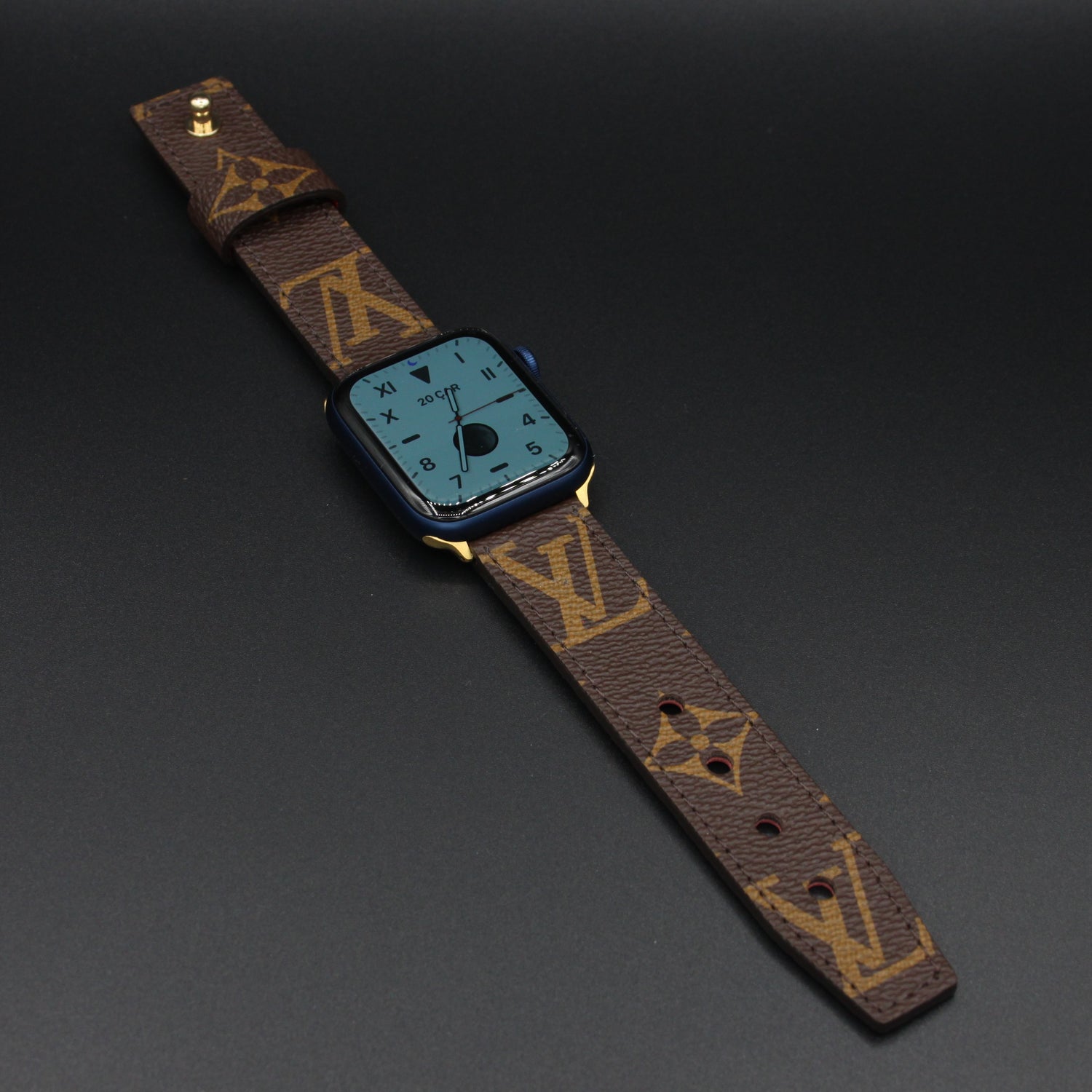 Apple Watch Band Repurposed Classic LV Monogram, Brown / 44mm/45mm / Rose Gold